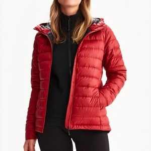 Lolë Emeline down puffer jacket coat Budapest red